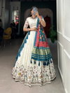 LNB1601PCK Khadi Cotton With Sequins And Thread Embroidery Work Lehenga With Blouse Dupatta Suppliers In India